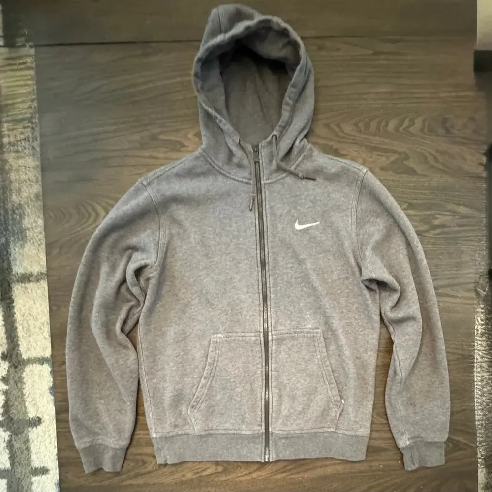Nike Men’s Large Gray Full Zip Fleece Swoosh Hoodie